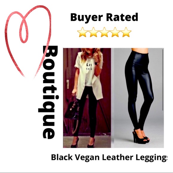💼 HP🎉Slick Black Vegan Leather Leggings 💼 - Picture 6 of 6